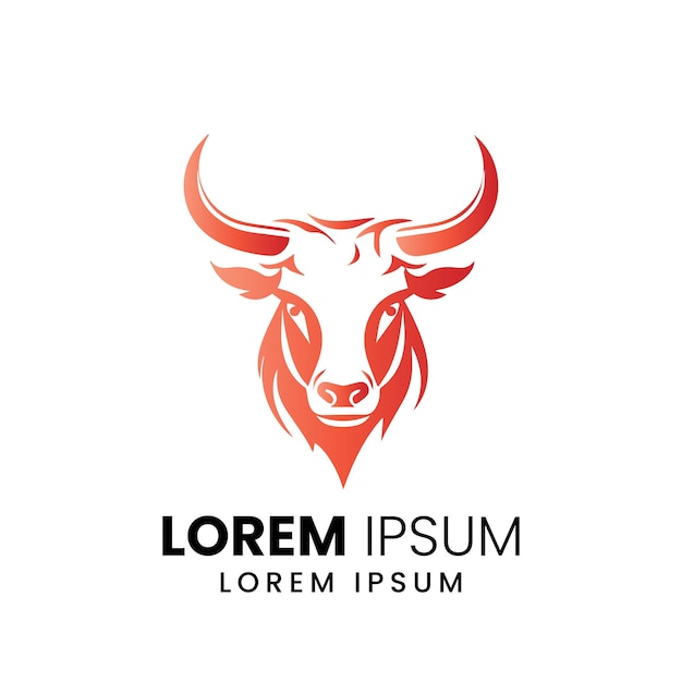 vector de logotipo de toro Plantilla de diseño de logotipo de toro vector premium Icono de vaca de toro Longhorn registro plano simple