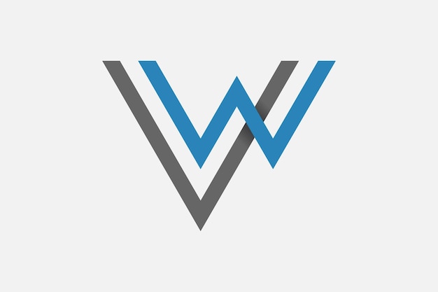 Vector del logotipo del triángulo de contorno de la letra V y W
