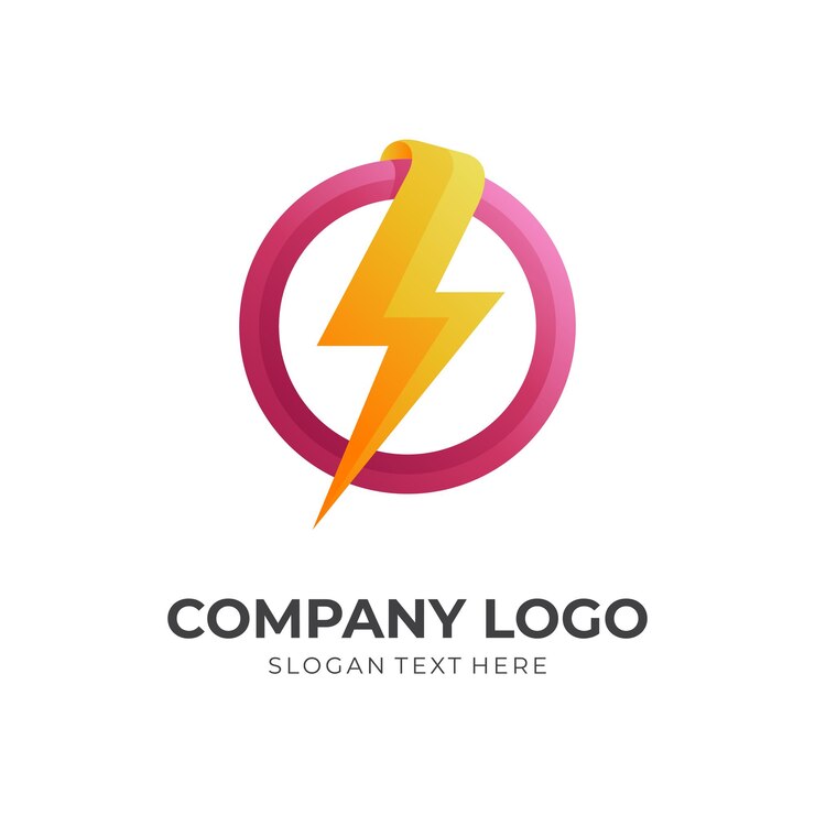 Vector vector de logotipo de trueno con estilo de color amarillo y rojo 3d