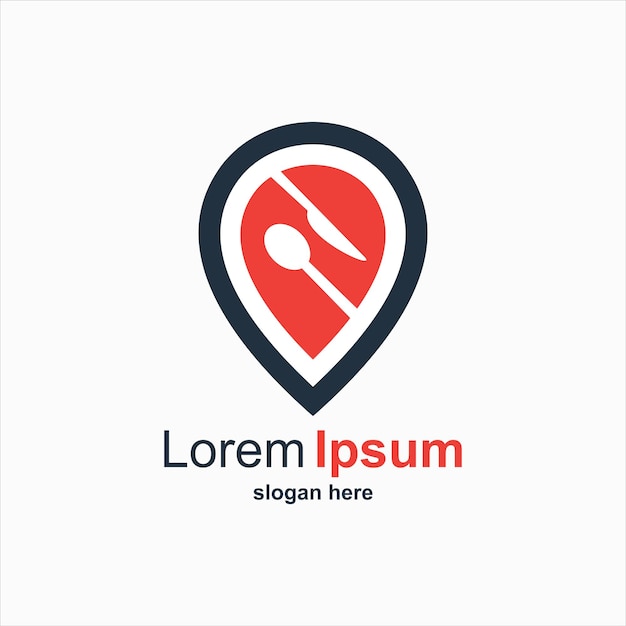 Vector de logotipo de ubicación de cafés y restaurantes Sello de restaurante de tenedor y cuchara dentro de punto