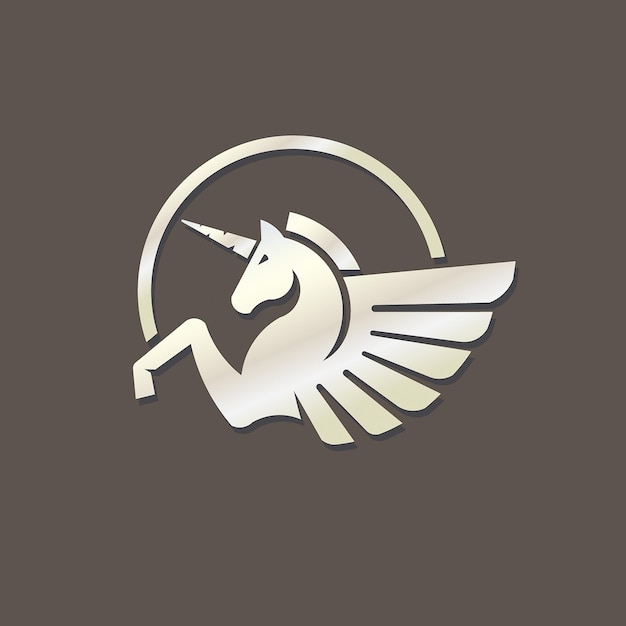 Vector vector de logotipo de unicornio alado creativo silueta estilizada de criatura mítica