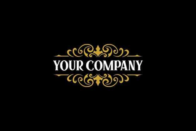 Vector de logotipo victoriano negro y dorado de elegancia