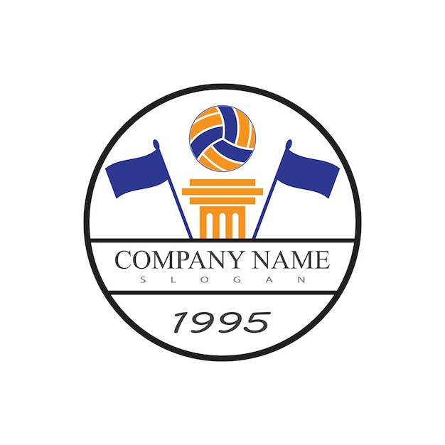 Vector de logotipo de voleibol y plantilla de diseño de símbolos