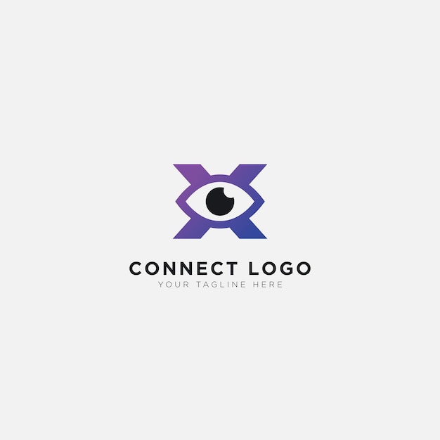 Vector de logotipo X y logotipo de ojos de búsqueda