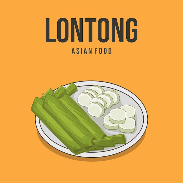 Vector de lontong un arroz cocido tradicional indonesio de tamaño largo envuelto con hoja de plátano