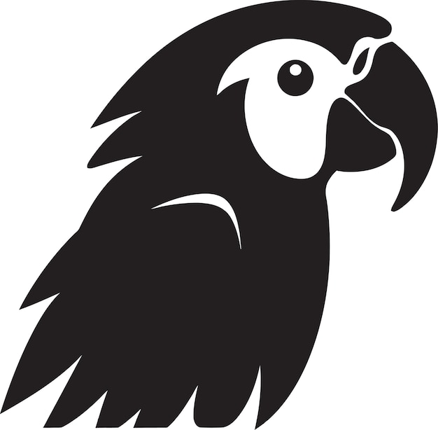 Vector de loro cautivador Expresión monocromática refinada Ilustración de loro estético vectorizada