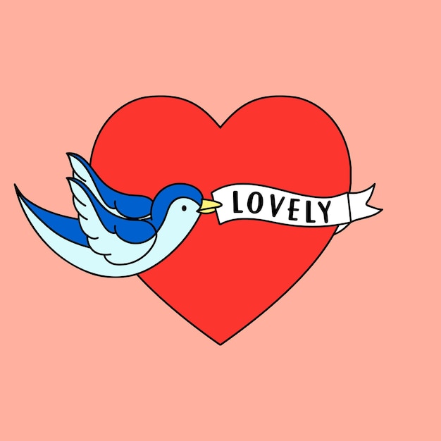 VECTOR LOVELY BIRD con un corazón