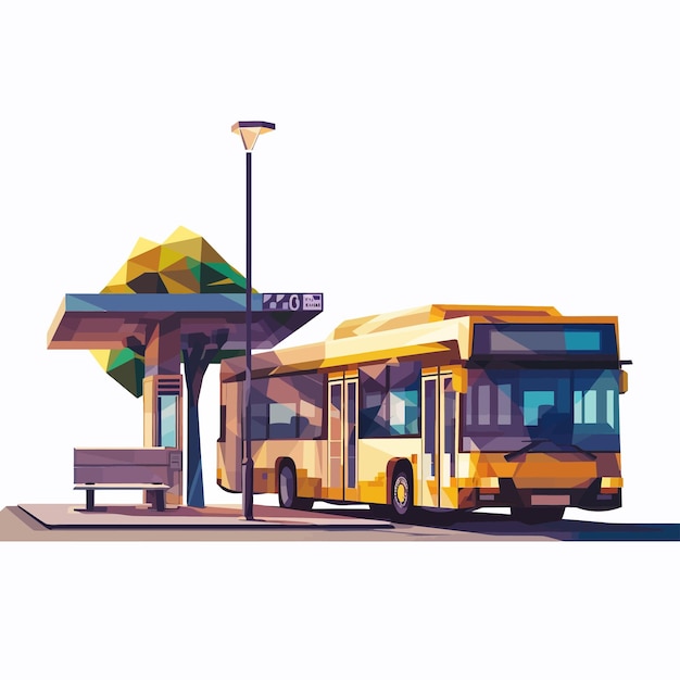 Vector vector_low_poly_bus_y_the_bus_stop_vector