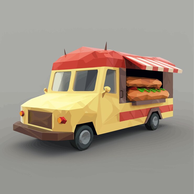 Vector vector_low_poly_hot_dog_food_truck