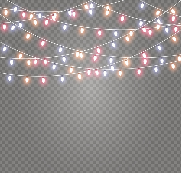 Vector luces de navidad, aislado en transparente