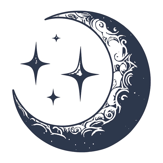 Vector Luna Negra con Estrella