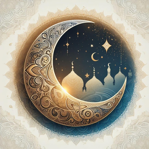 Vector de la luna de Ramadán con tema musulmán