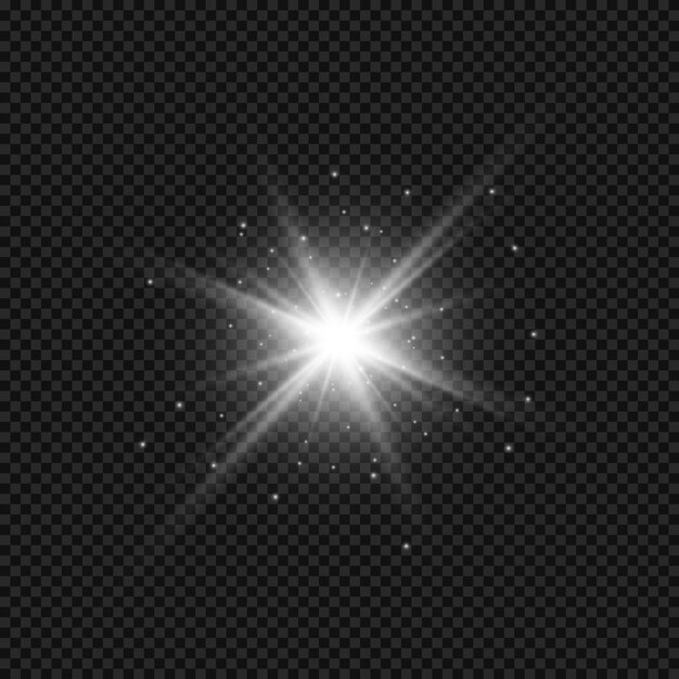 Vector de luz blanca brillante explosión de llamarada en un fondo transparente