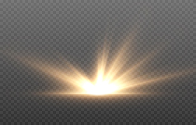 Vector luz dorada Sol rayos de sol amanecer png Brillo dorado png flash png