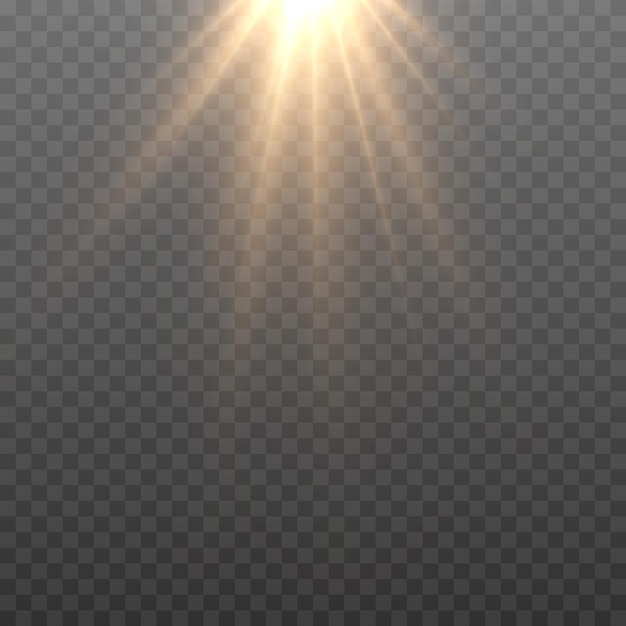 Vector luz dorada Sol rayos de sol amanecer png Brillo dorado png flash png