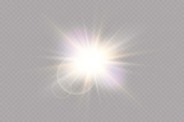 Vector de luz solar transparente efecto de luz de destello de lente especial