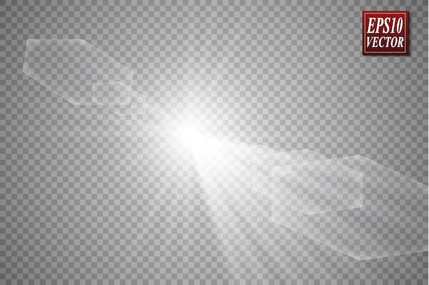 Vector de luz solar transparente efecto de luz de destello de lente especial