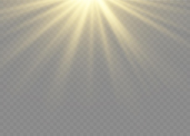 Vector de luz solar transparente efecto de luz de flash de lente especial.