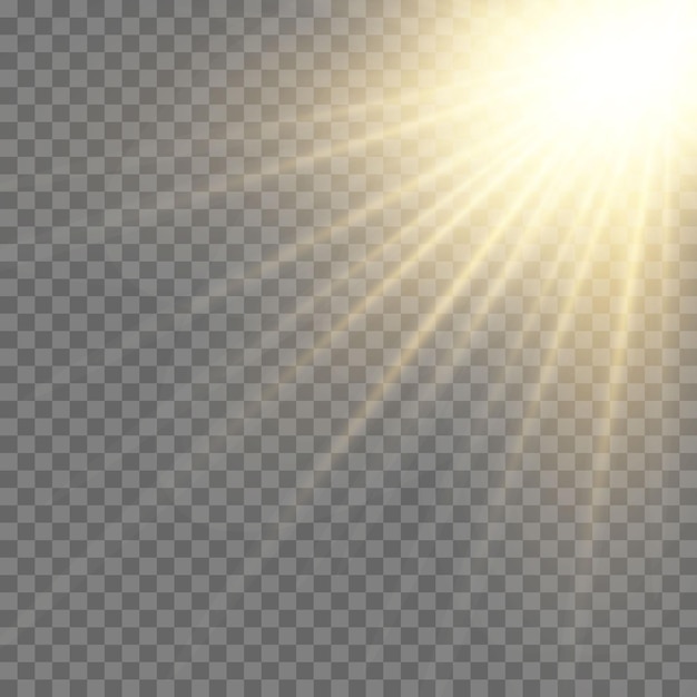 Vector de luz solar transparente efecto de luz de flash de lente especial.