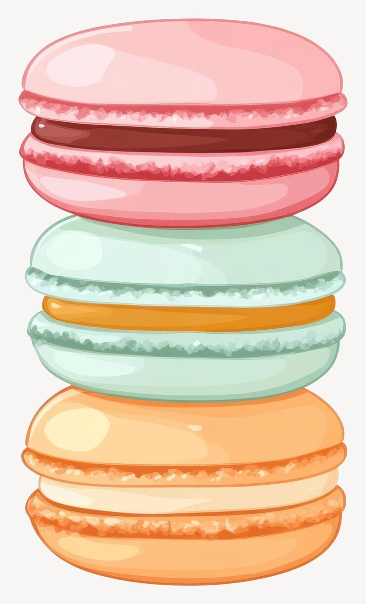 Vector vector de macarrones, macarrones y dulces de confitería