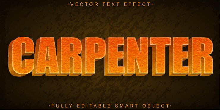 Vector vector de madera de carpintero efecto de texto de objeto inteligente totalmente editable