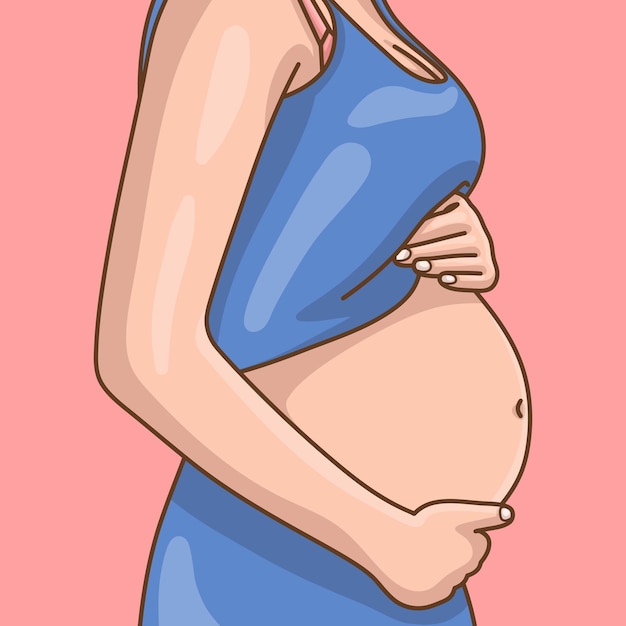 El vector de madre embarazada es perfecto para pegatinas y educación.