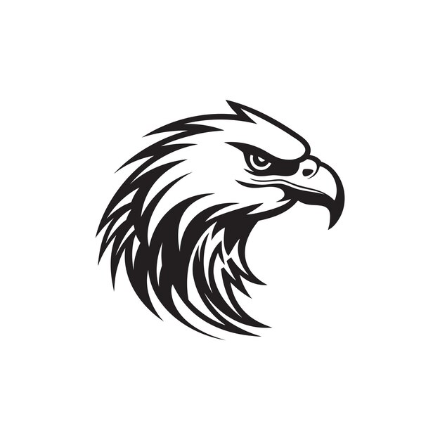 Vector de una majestuosa ilustración de cabeza de águila en blanco y negro