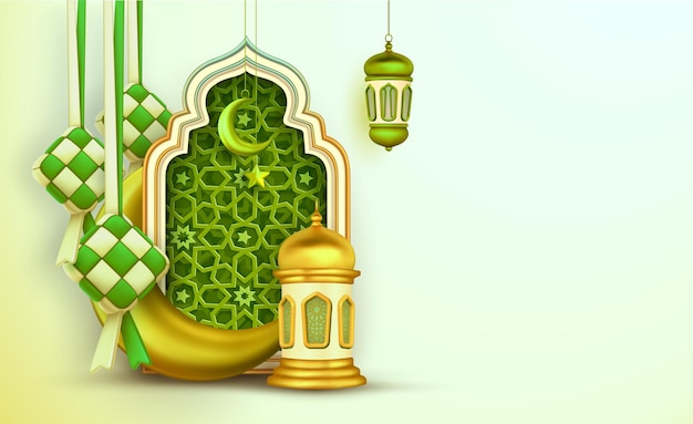Vector de malla de renderización 3D para la celebración islámica del Ramadán