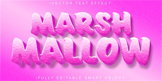 Vector de malvavisco rosado suave Efecto de texto de objeto inteligente totalmente editable