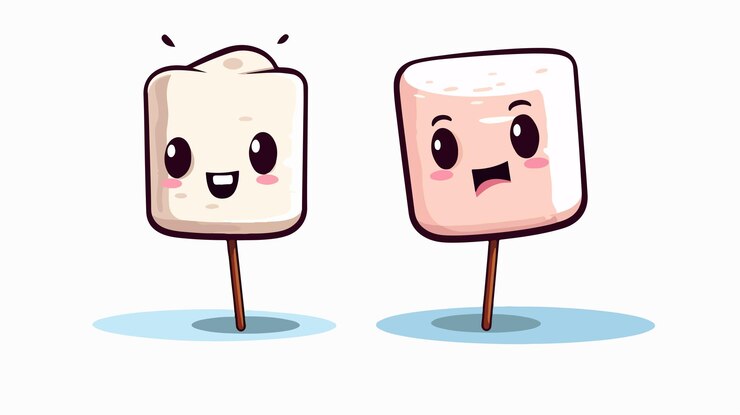 Vector vector de malvaviscos quemados y palos de malvavescos