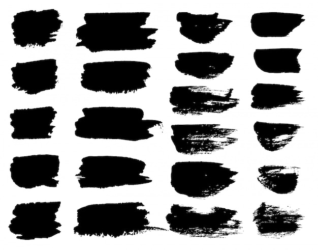 Vector manchas de pincel de pintura negra