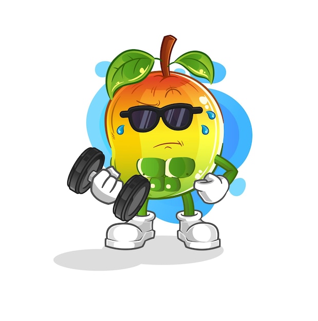 Vector de mancuernas de levantamiento de mango. personaje animado