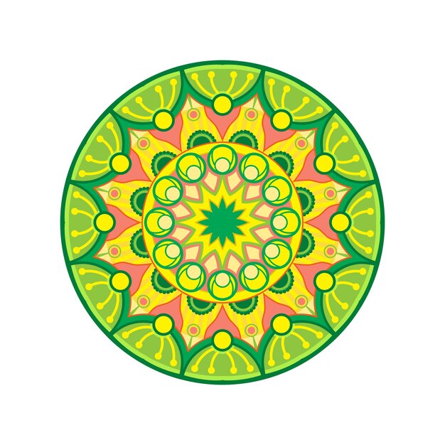 Vector mandala colorido dibujado a mano. Elementos decorativos. Patrón de colores e ilustración vectorial.