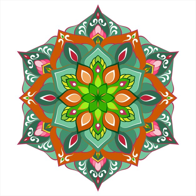 Un vector de mandala colorido ornamental floral.