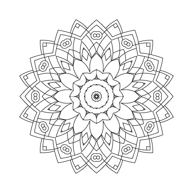 Vector de mandala de decoración árabe. Patrón de libro para colorear en blanco y negro. Vector de patrón de mandala. Ilustración de arte de línea mandala simple. Libro para colorear Mandala. Patrón de flores.