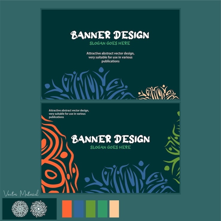 Vector vector mandala estilo 2 piezas en 1 tablero, con varias combinaciones de colores