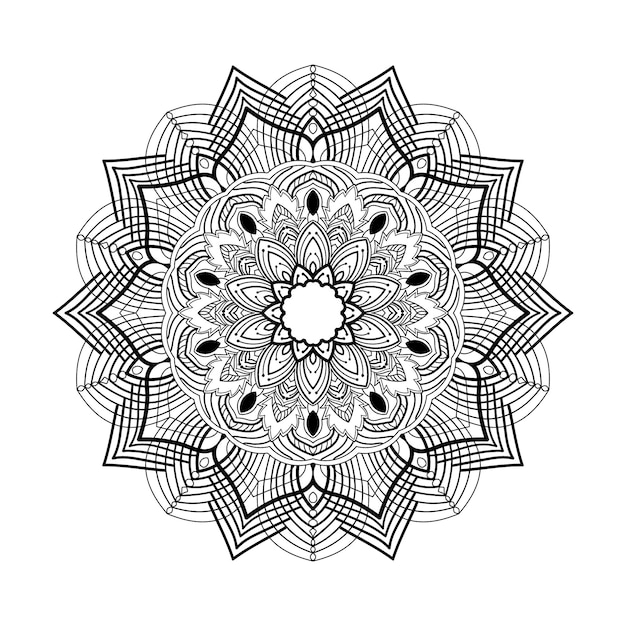 Vector de mandala de flor de contorno