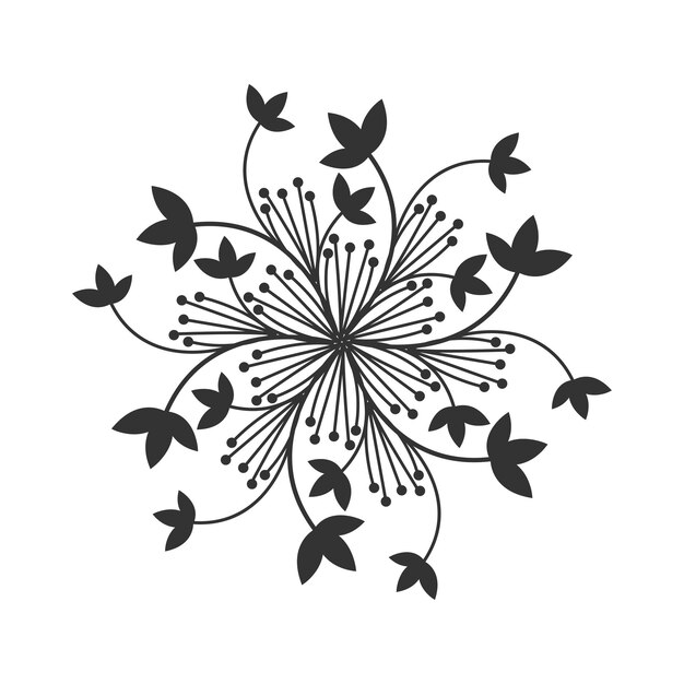 Vector de mandala floral aislado en fondo blanco