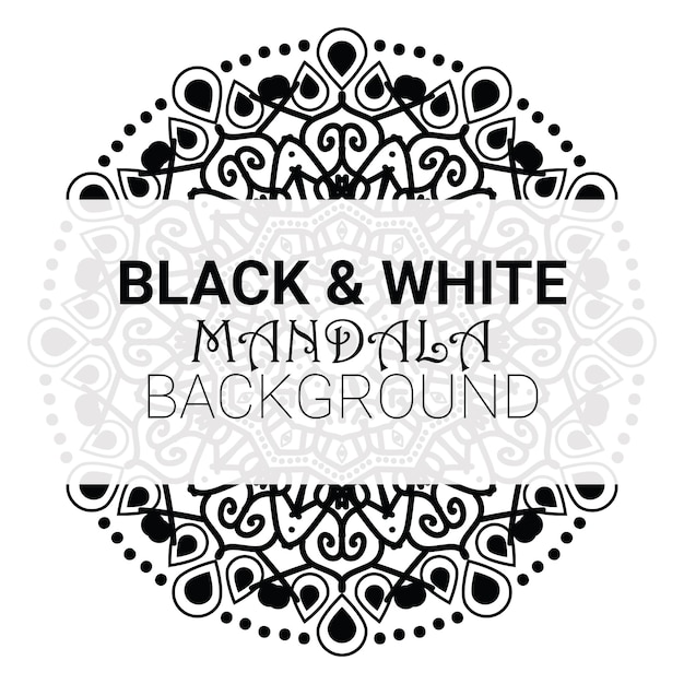 Vector Mandala fondo blanco y negro diseño simple.