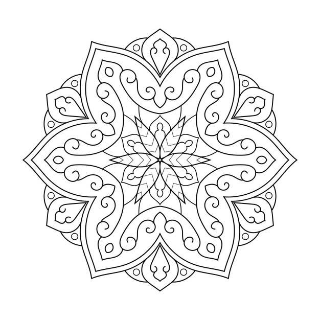 Vector mandala indio con contorno floral para colorear página