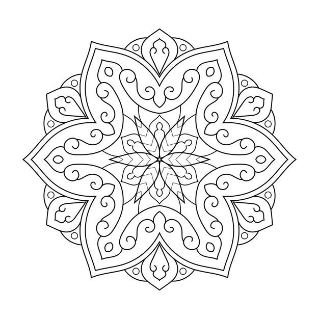 Vector mandala indio con contorno floral para colorear página