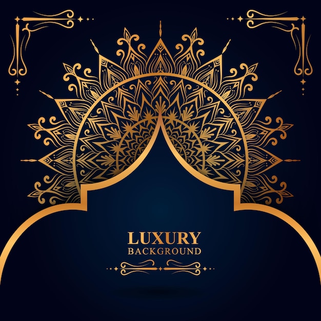 Vector de mandala de lujo con fondo de estilo dorado