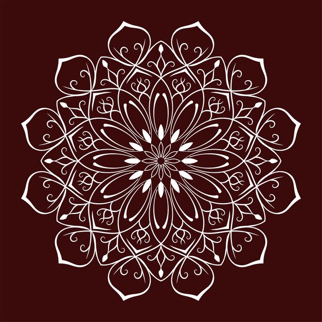 Vector vector mandala redondo decoración blanco sobre rojo