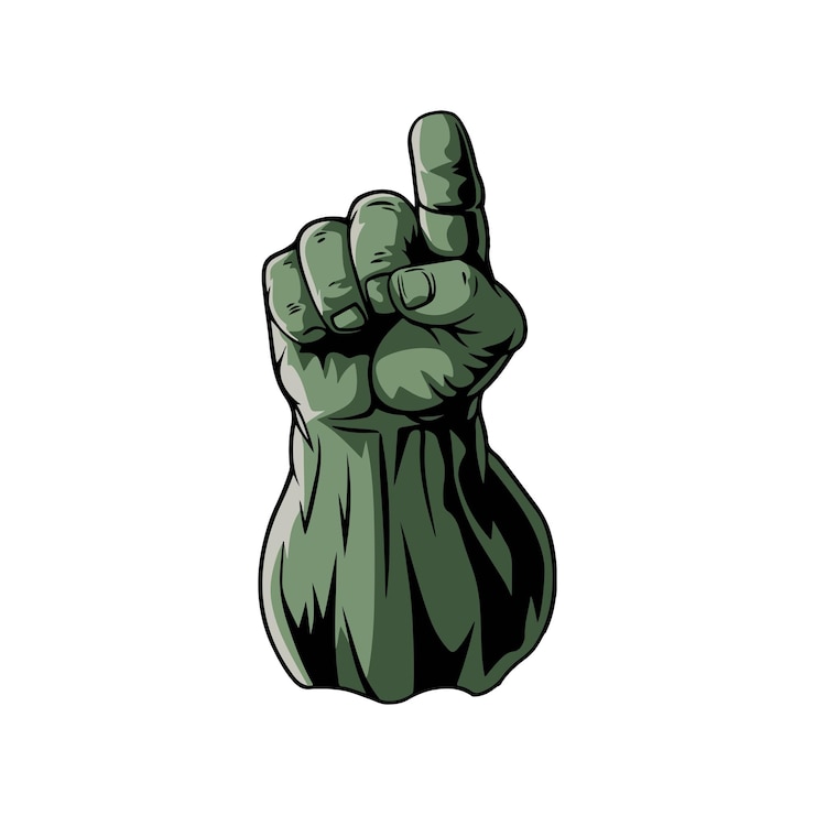 Vector vector de mano con un dedo apuntando hacia arriba vector de mano fuerte aislado
