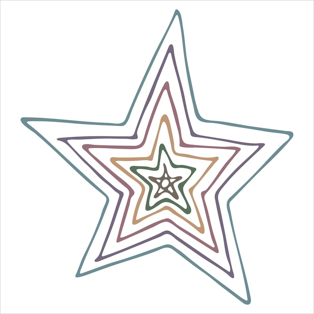 Vector mano dibujada estrella ilustración Lindo colorido doodle clipart