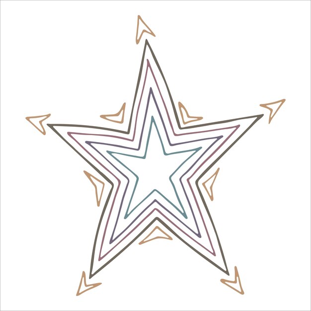Vector mano dibujada estrella ilustración Lindo colorido doodle clipart