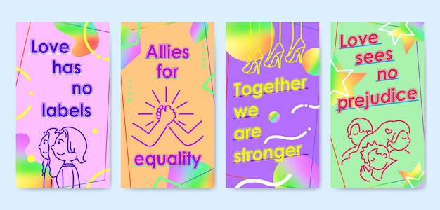 Vector mano dibujar colección orgullo mes celebración instagram historias