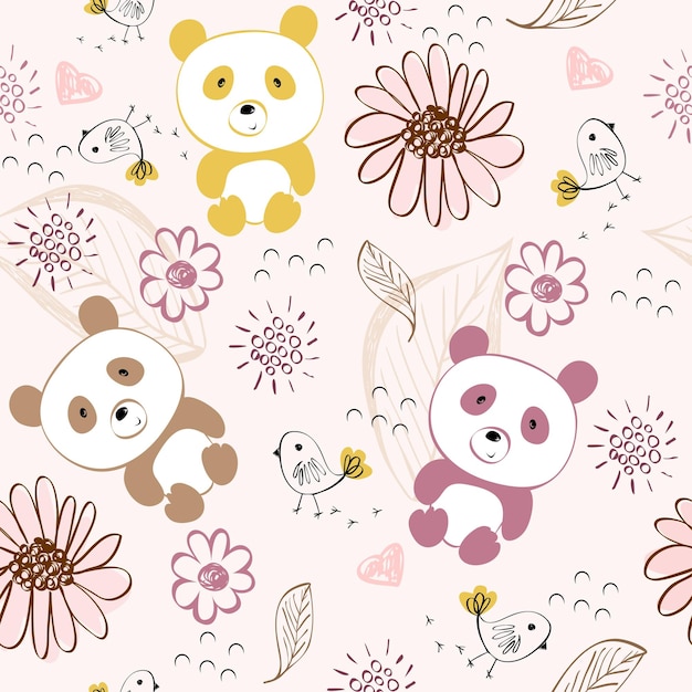 Vector mano dibujar patrones sin fisuras con animales
