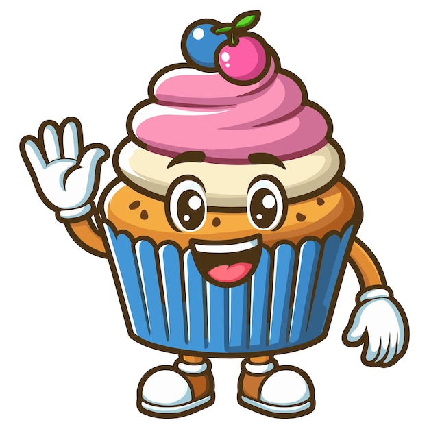 Vector de la mano de la mascota que agita el pastel