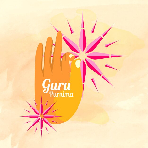 Vector de mano de meditación para el día del maestro purnimajpg